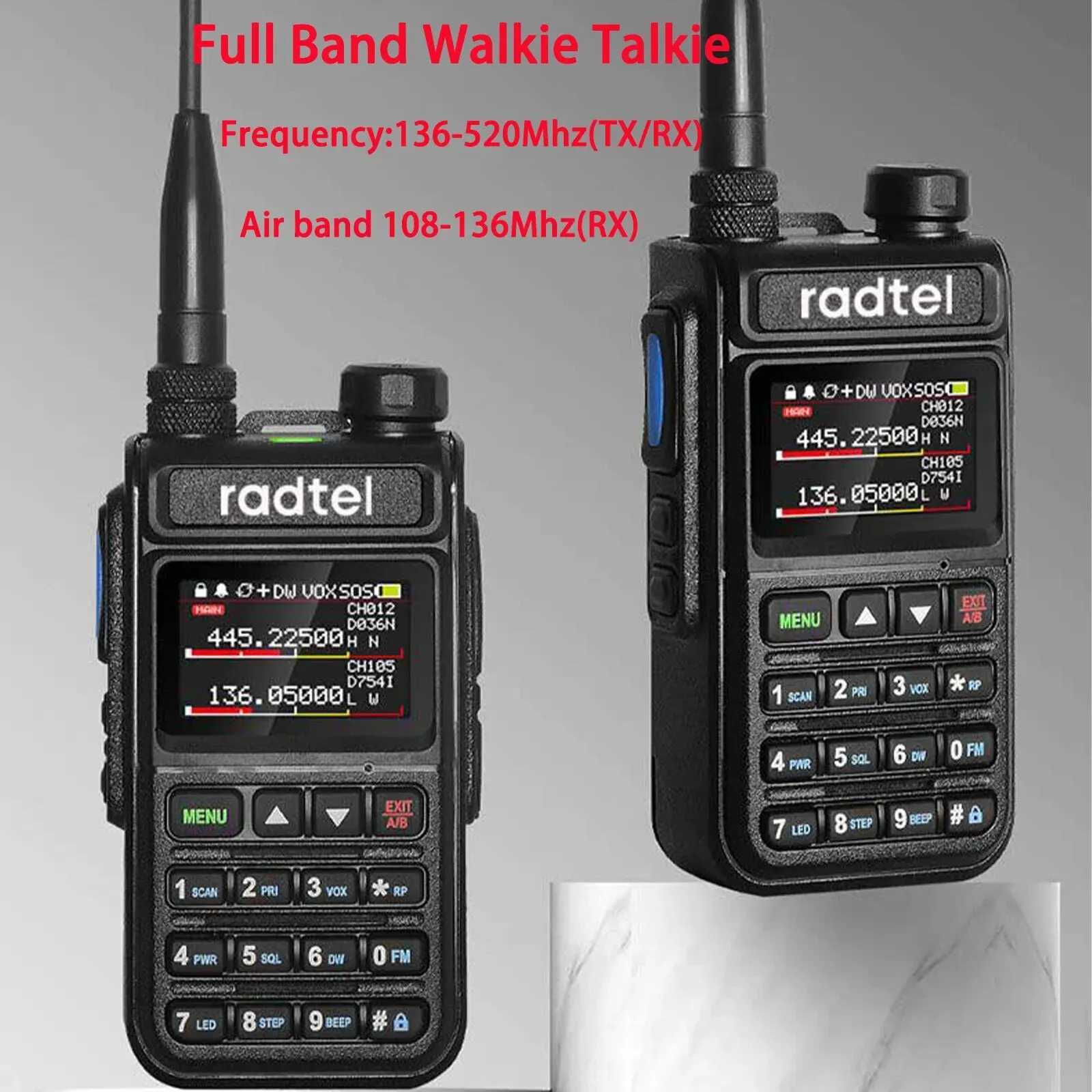 Radtel RT-890 Full Band Ham Radio Amateur 2 Way Radio 999CH Walkie Talkie AM Air Aviation Band Color Scanner Marine NOAA ScanXJ250219