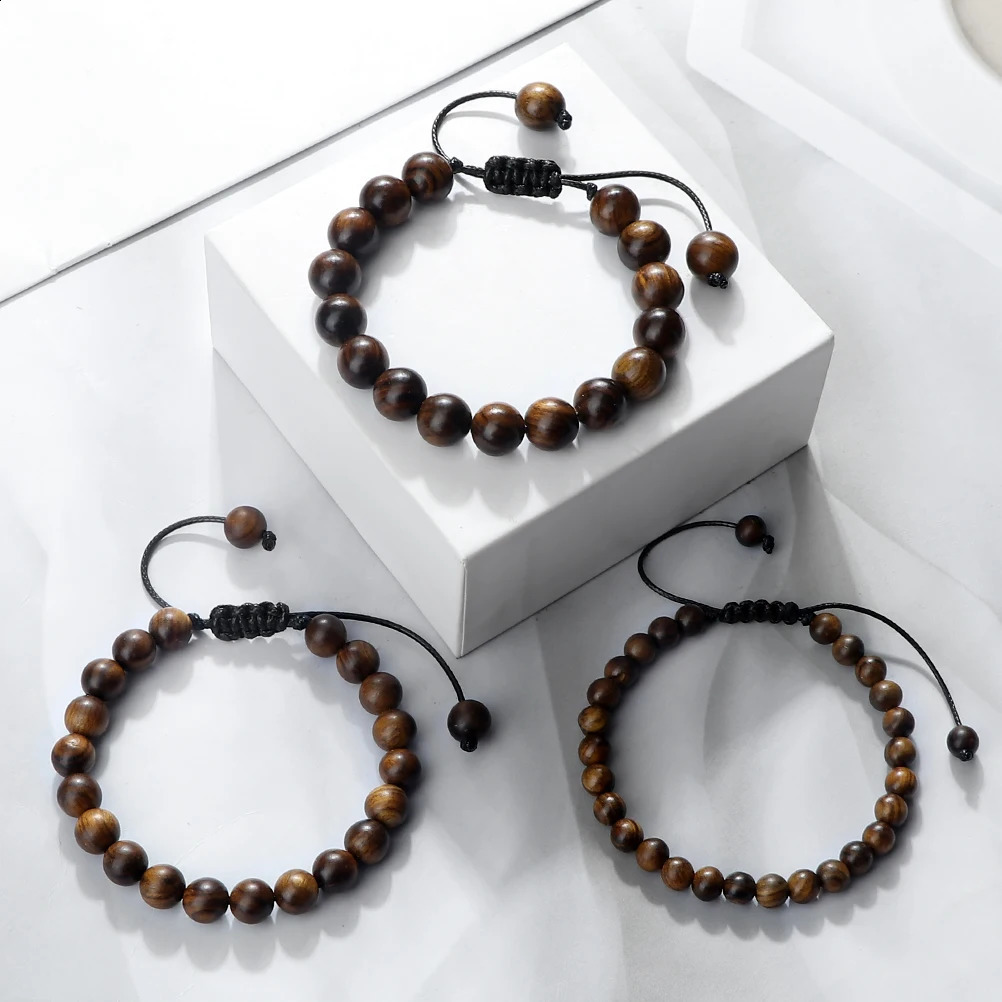 Buddha 6810mm Wooden Beads Vintage Handmade Bracelets Prayer Black Rosewood Bracelet Men Women Yoga Meditation Jewelry 250213