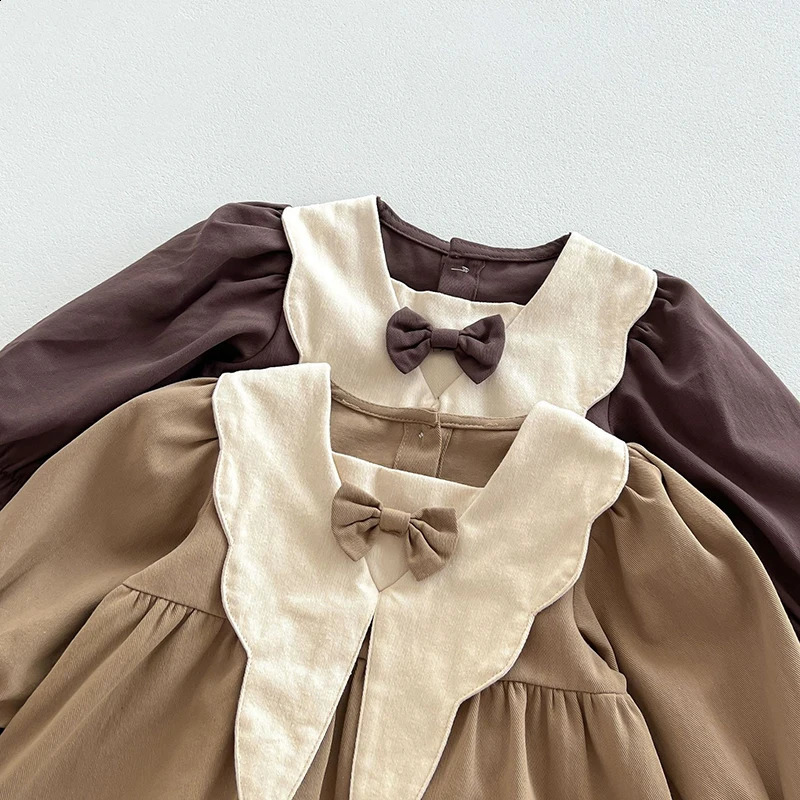 Autumn Spring 0-4Yrs Baby Girl Party Dress Long Sleeved Cotton Splicing Kids Princess Dresses European American Style Clothing 250219