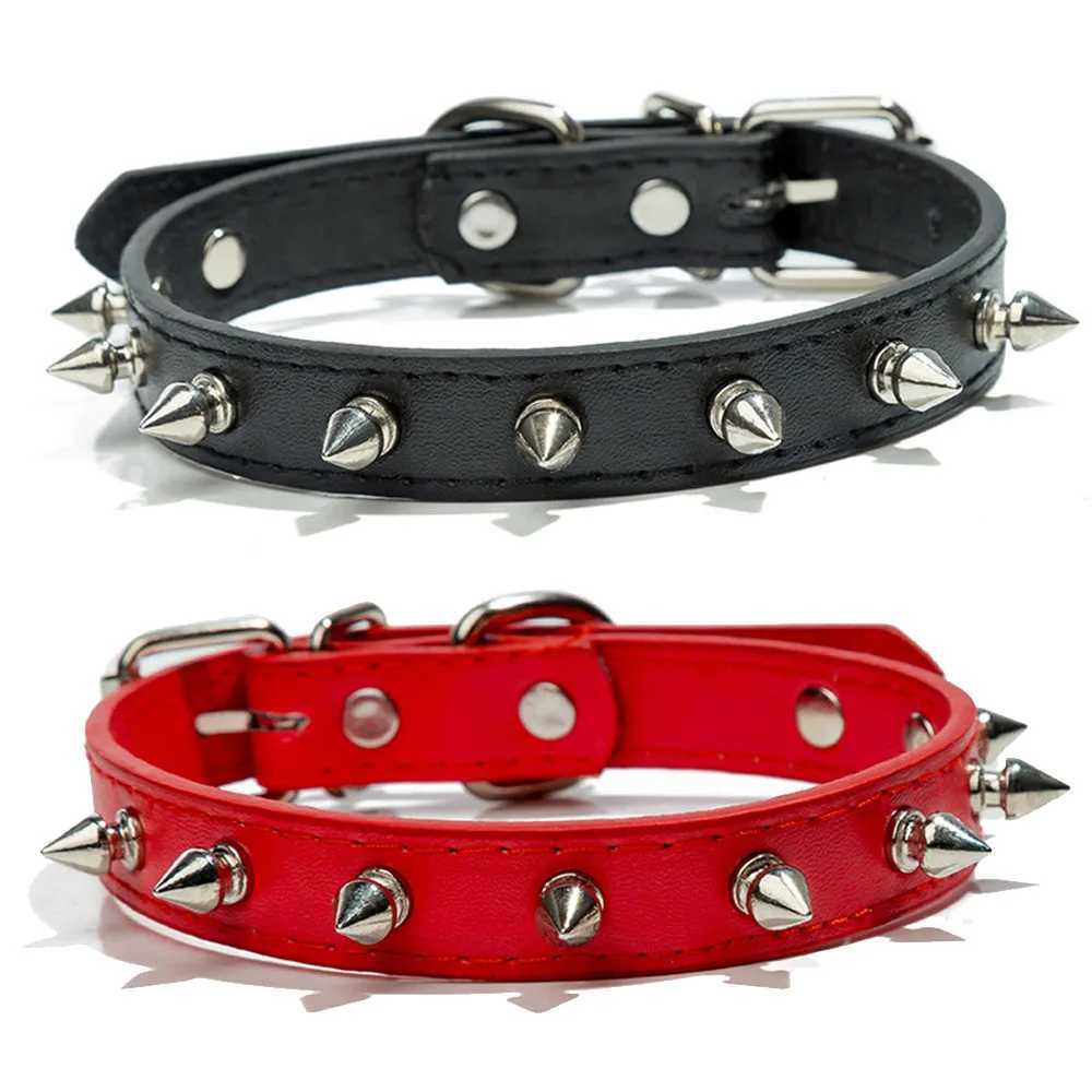 Spiked Dog Collar for Small Breed Dogs One Row Studded Leather Pet Collar Anti-Bite Neck Strap for Puppies Adjustable Cat Collar W250219