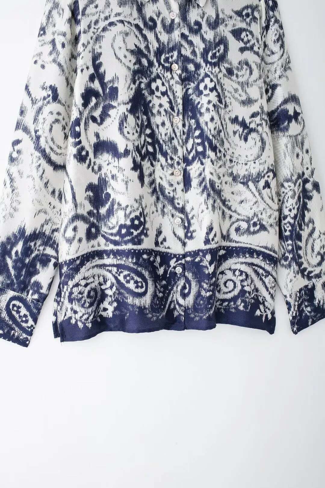 Women's Shirt Print Button Up For Summer Boho Casual Women Long Sleeve Shirts And Blouses Female