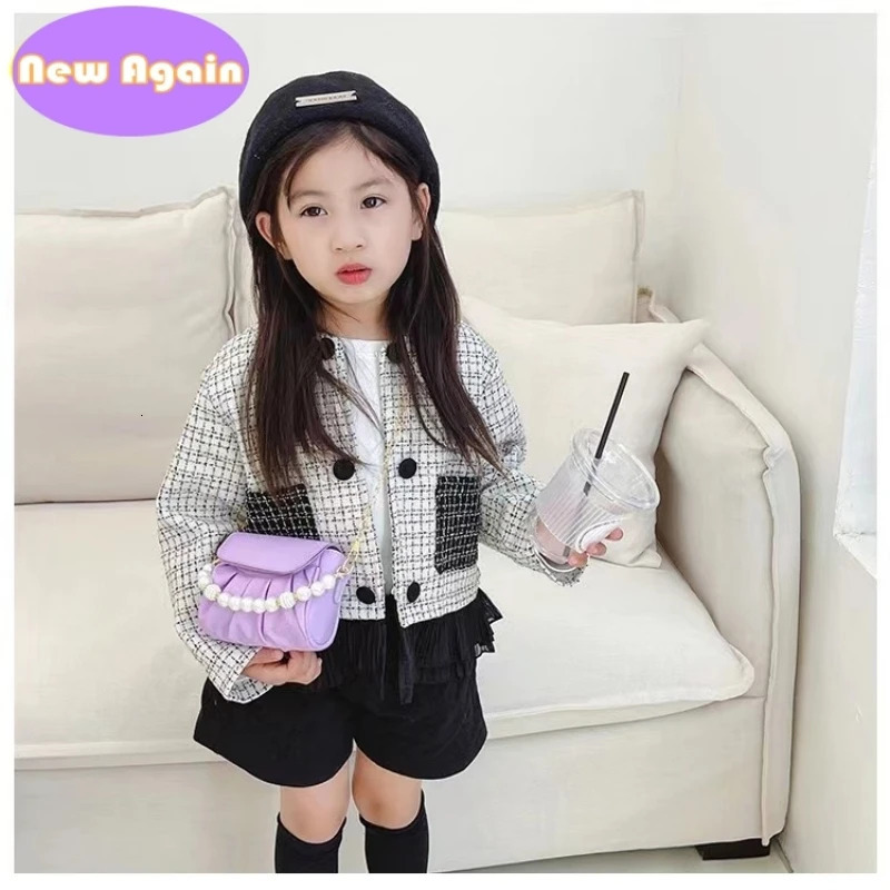 Two way use Kids Pearl messenger bags Girls lovely fold crossbody Bags Childrens Princess mini Purses Baby Kid Bag NA050 250219