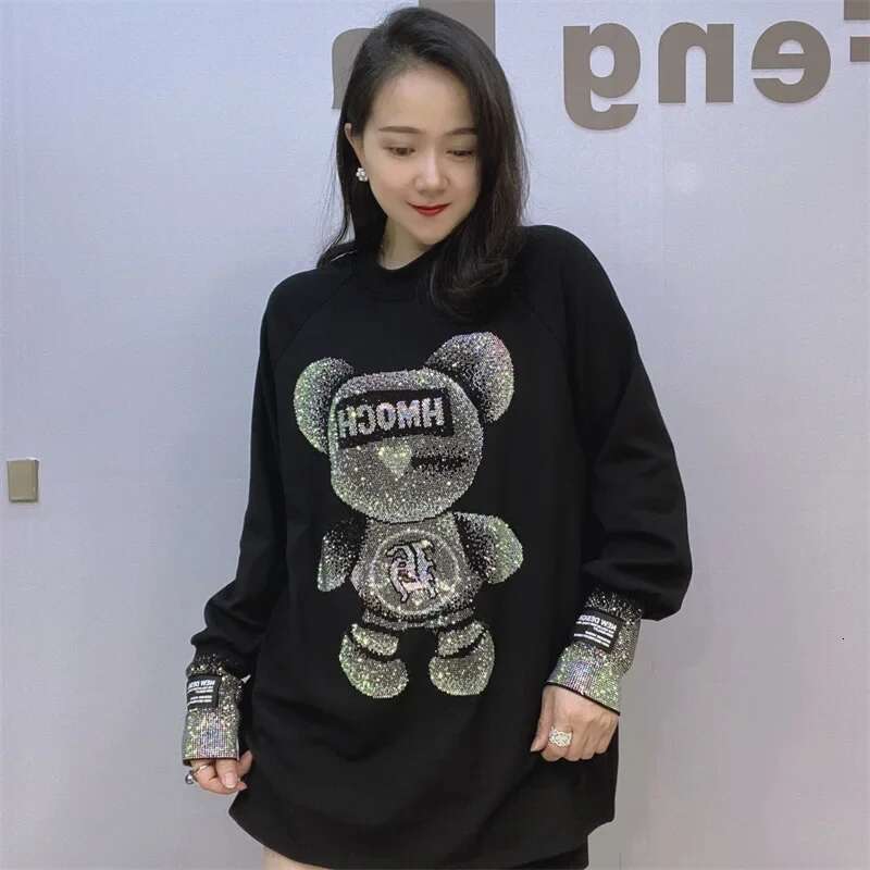Fashion Dias T Shirts for Women Clothes Loose Cartoon Pattern Casual Full Sleeve Tops Tee Femme Plus Size
