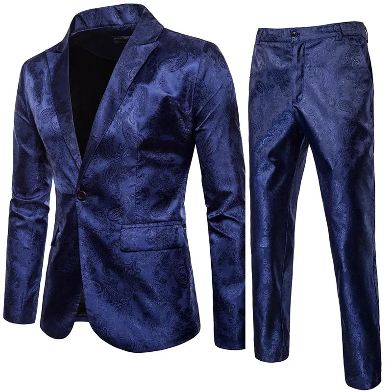 High Quality Mens Classic Jacquard Suit Set 2pieces Blazerpants Fashion Business Slim Social Ball Tailcoat Size S-3XL 250213