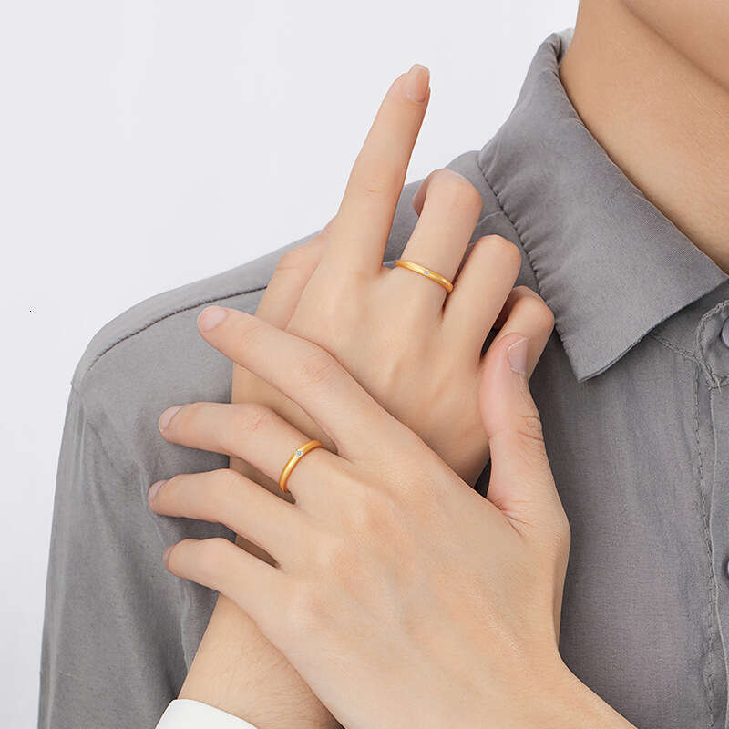 M bius Silver 999 Couple for Men Women, Light Luxury and High Grade Zircon Plain Circle 520 Matte Pair Ring