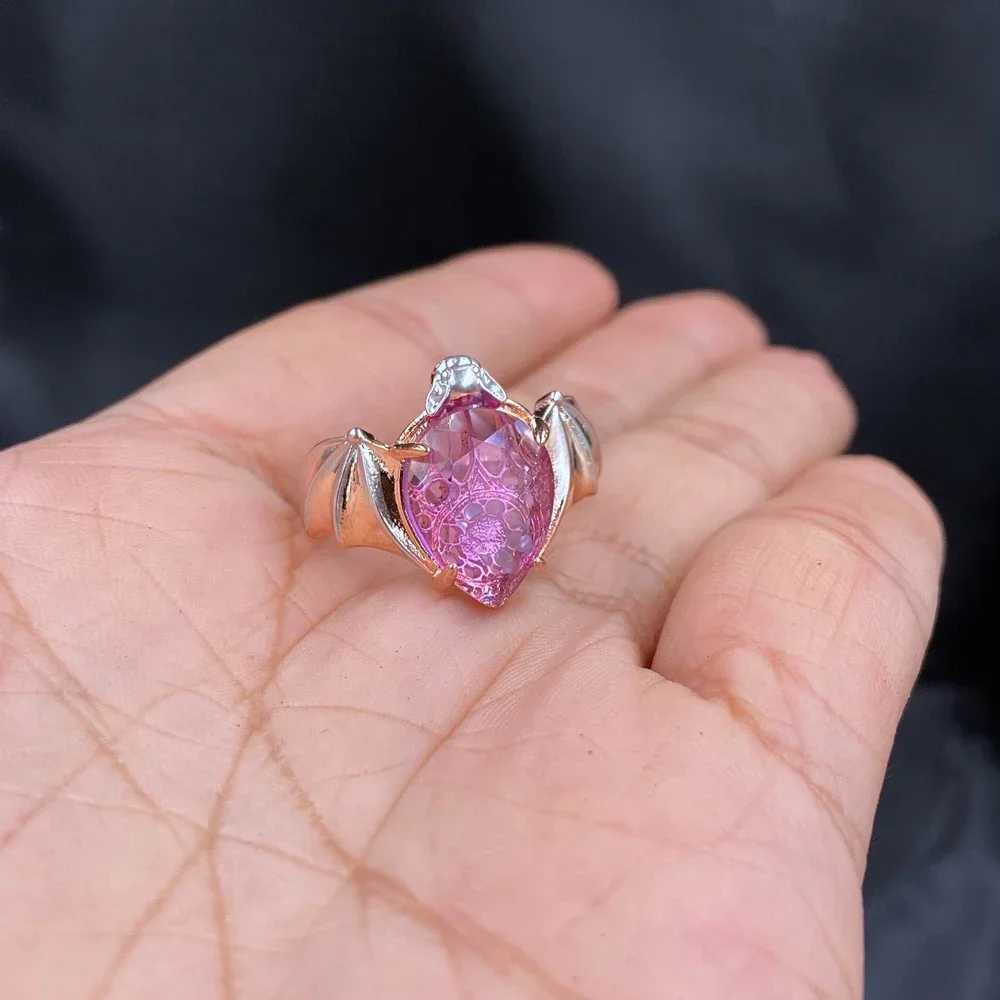 New Trendy Gothic Vintage Bat Finger Rings Inlaid Water Drop Shape Zircon Rings For Women Fashion Party JewelryXJ250219