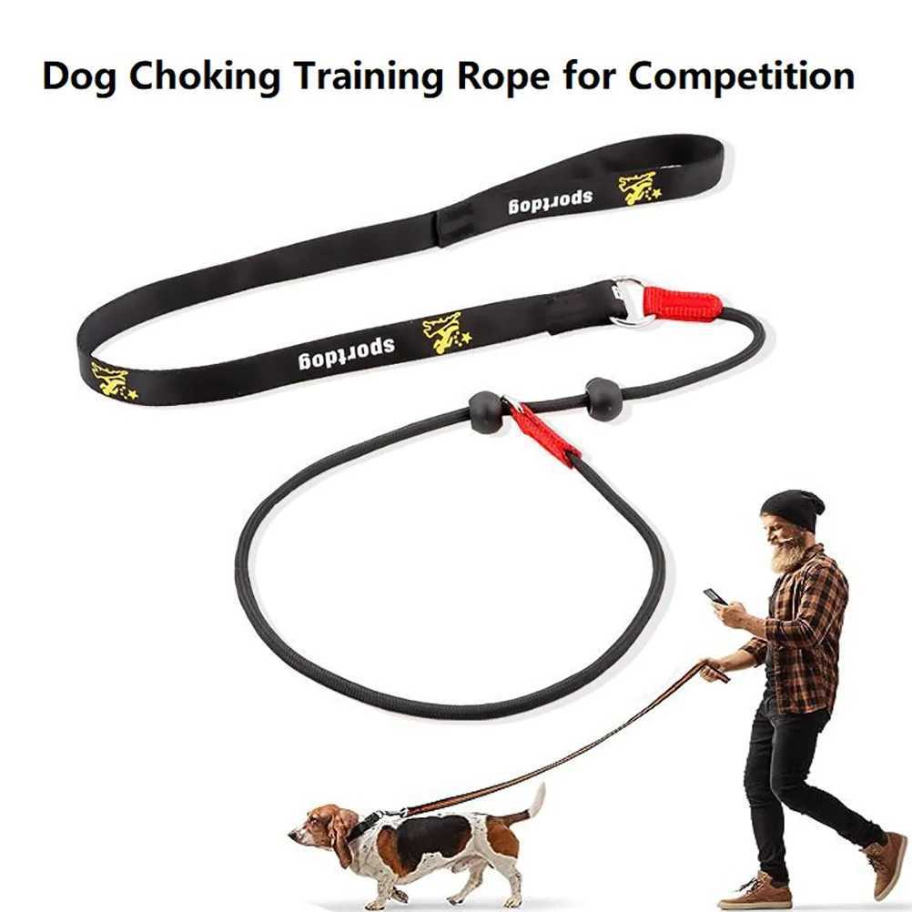 Training Dog Choking Rope Leash 2 in 1 Lead Collar 150cm P-Shaped Chain Slip Lead Control Leash for Small Large Competition DogsXJ250218