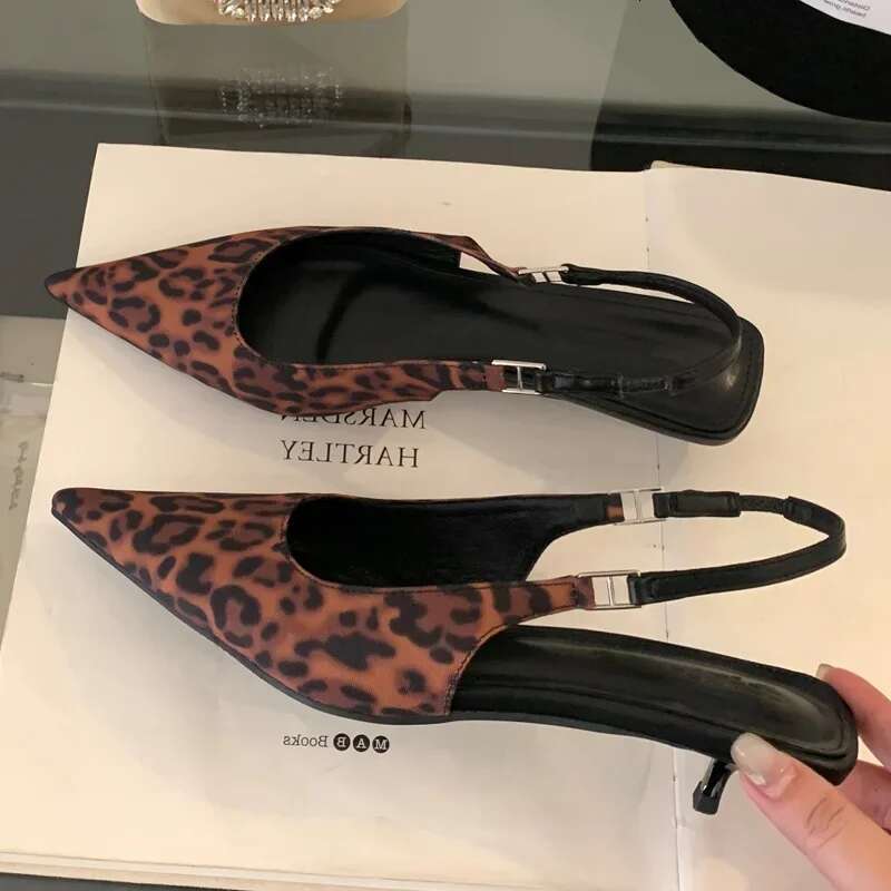 Fashion Belt Buckle Strap Pointed Toe Women Pumps Elegant Casual Party Low Heels Sandals Mule Ladies Shoes