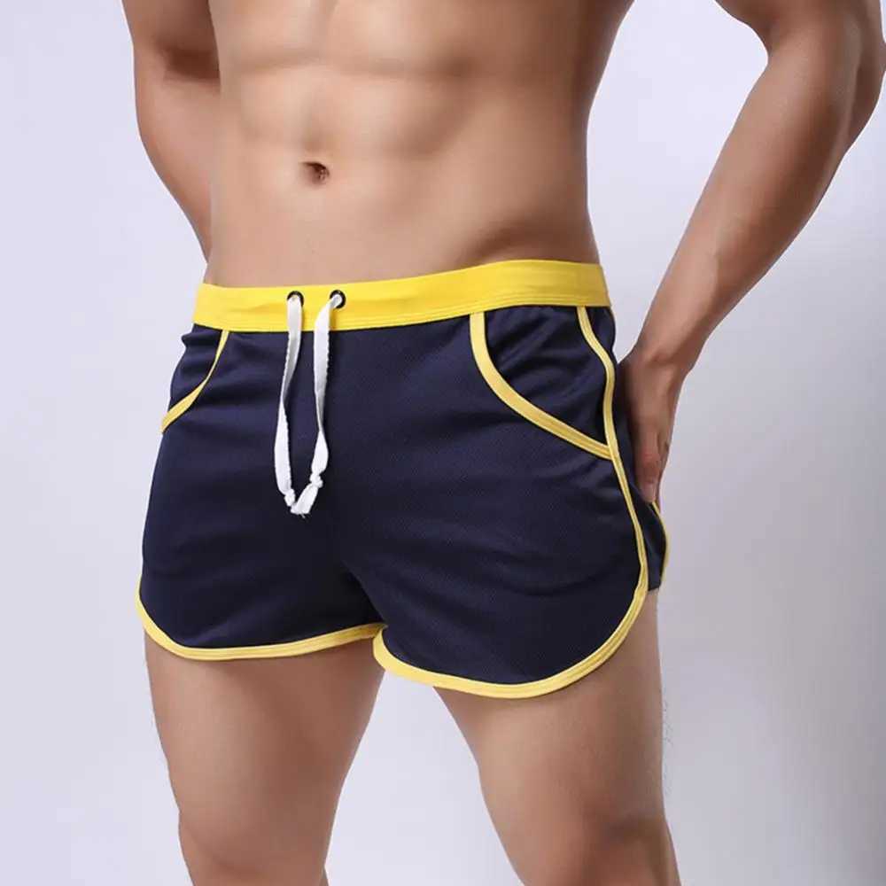 Men Color Block Summer Sports Gym Drawstring Shorts Beach Pants Swimming Trunks Sports Shorts Fitness Swimming Boxer Beach Pants W250219