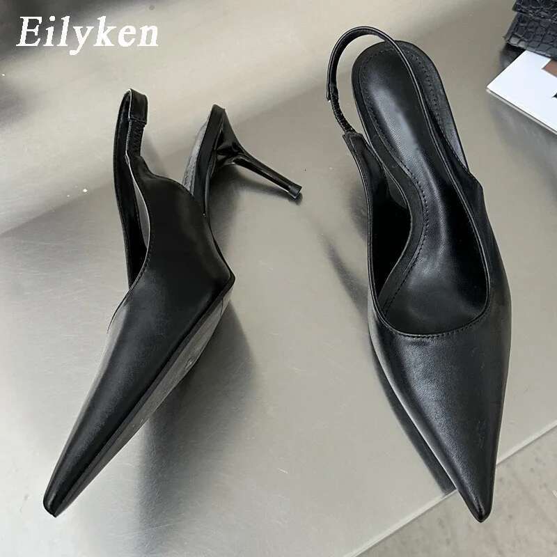 Spring Soft Leather Women Pointed Toe Pumps Fashion Sexy Ladies Sgback Thin High Heel Sandal Party Shoes