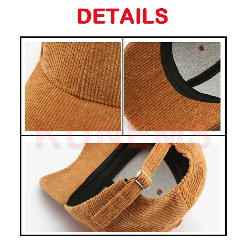 KUNEMS Custom Embroidery Baseball Caps Corduroy Solid Color Cap for Women and Men DIY Print Hats Unisex Wholesale 250214