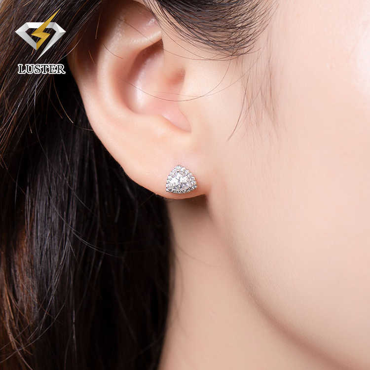 Diamond Jewelry VVS 925 Sterling Silver 0.5 Carat Fancy Trillian Moissanite Stud Earrings