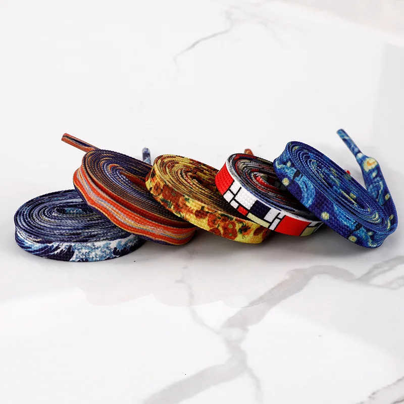 Colorful Shoelaces For Men And Women Flat Shoe Laces Sneakers Decorative Pattern Painting Shoestring 5 Colors 250219