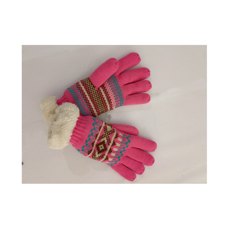 Women's winter padded outflap jacquard warm acrylic knitted gloves XYS006