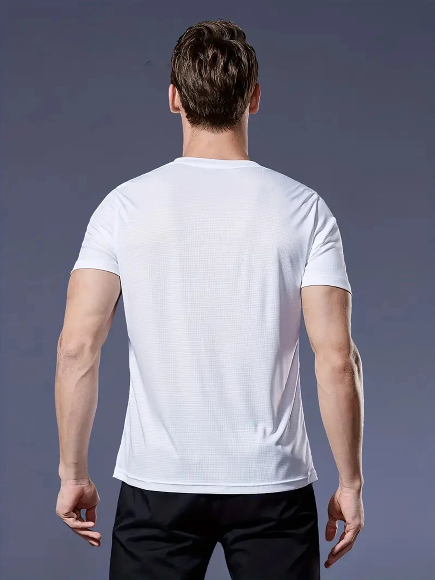 Round Neck T-Shirt 1 Piece White Ultra-Light Mens Quick Drying Breathable Sweat-Absorbent Shirt Suitable for Fitness Gym and Ru 250217