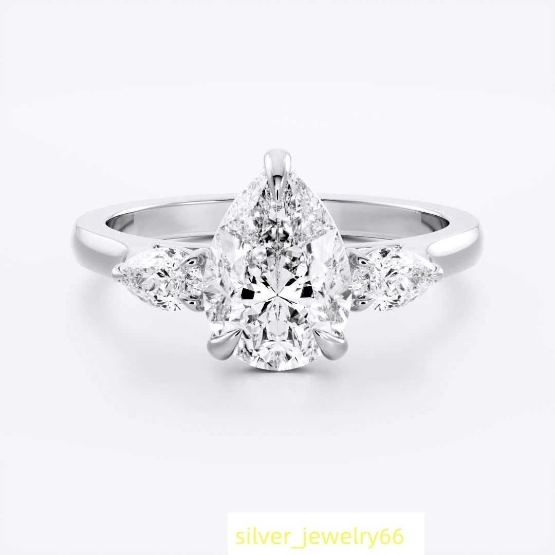 Luster Jewellery 1.5ct+0.7ct Moissanite Fine Jewelry 10k/14k/18k Gold Engagement Wedding Ring for Women
