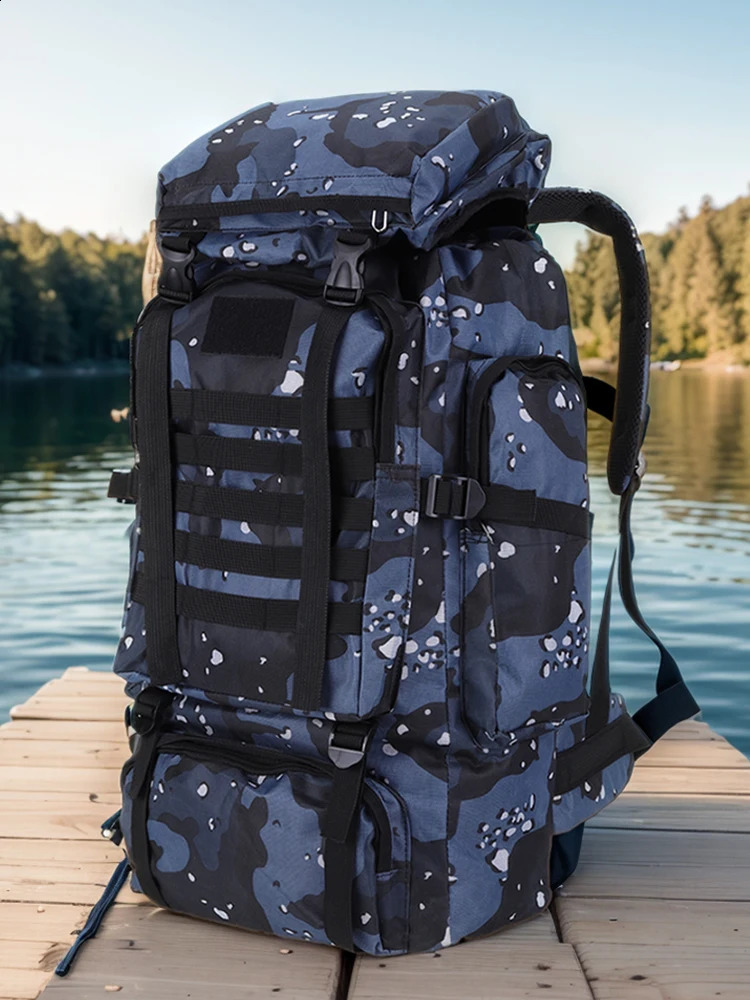 80L Mountaineering Backpack 600D Oxford Cloth Climbing WearResistant Mountain Rucksack for Outdoor Sports 250118