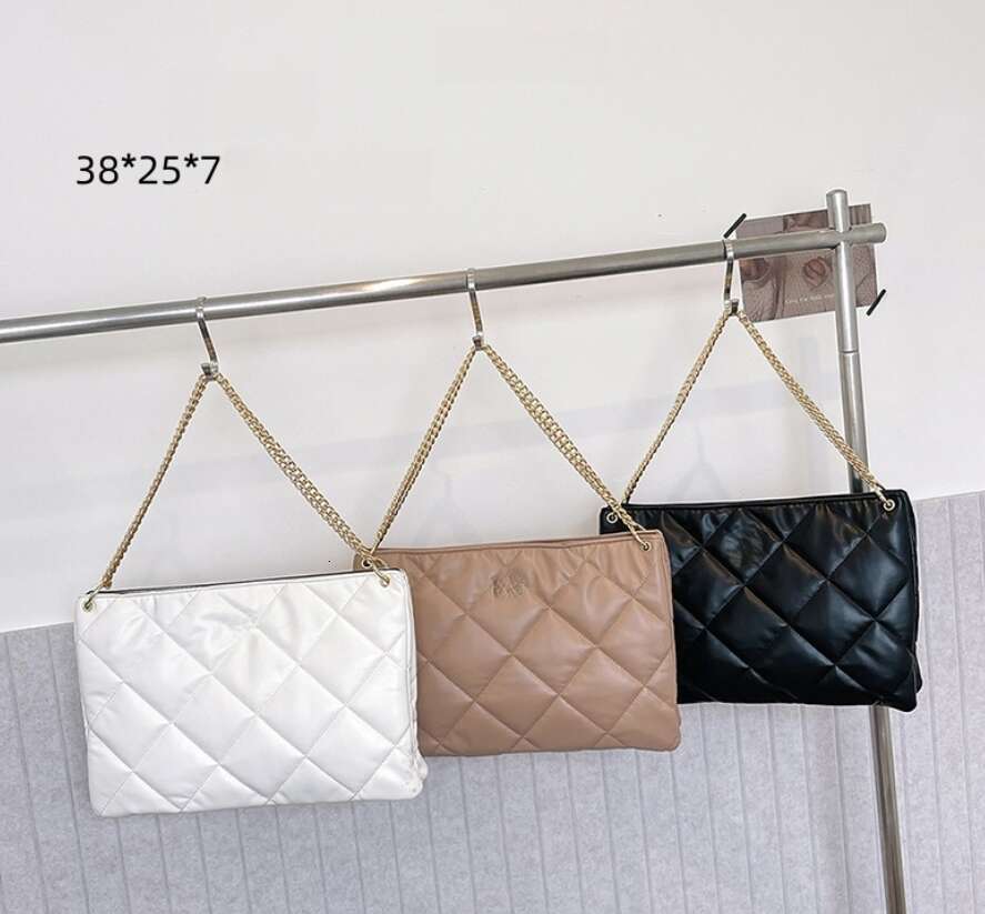 Large Capacity Dia Grid Women's New High-End Commuting Bag, Popular Wide Shoulder Strap Diagonal Cross Bags