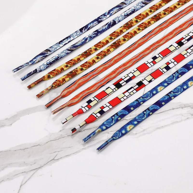 Colorful Shoelaces For Men And Women Flat Shoe Laces Sneakers Decorative Pattern Painting Shoestring 5 Colors 250219