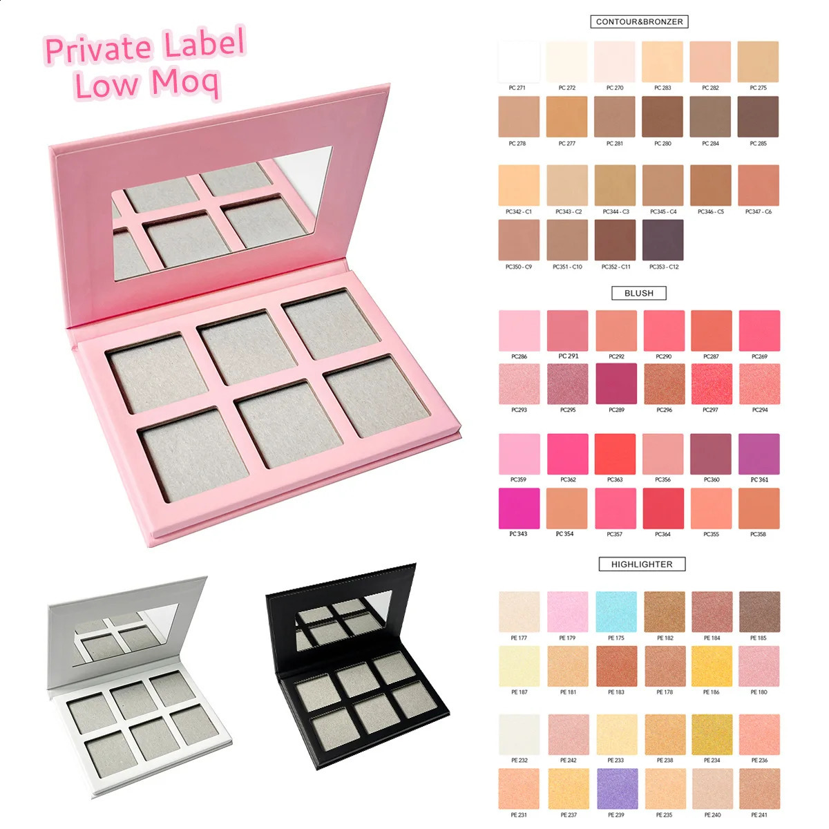 Private Label Highlighter Bronzer Shimmer Powder Blusher Palette Face Contouring Makeup Cosmetics Wholesale Bulk 5pcs 250214