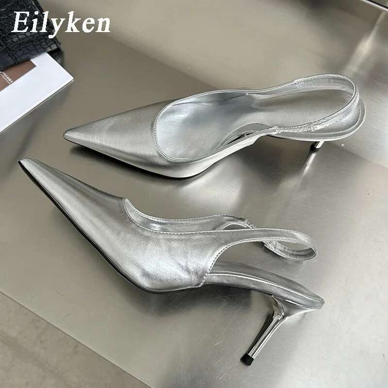 Spring Soft Leather Women Pointed Toe Pumps Fashion Sexy Ladies Sgback Thin High Heel Sandal Party Shoes