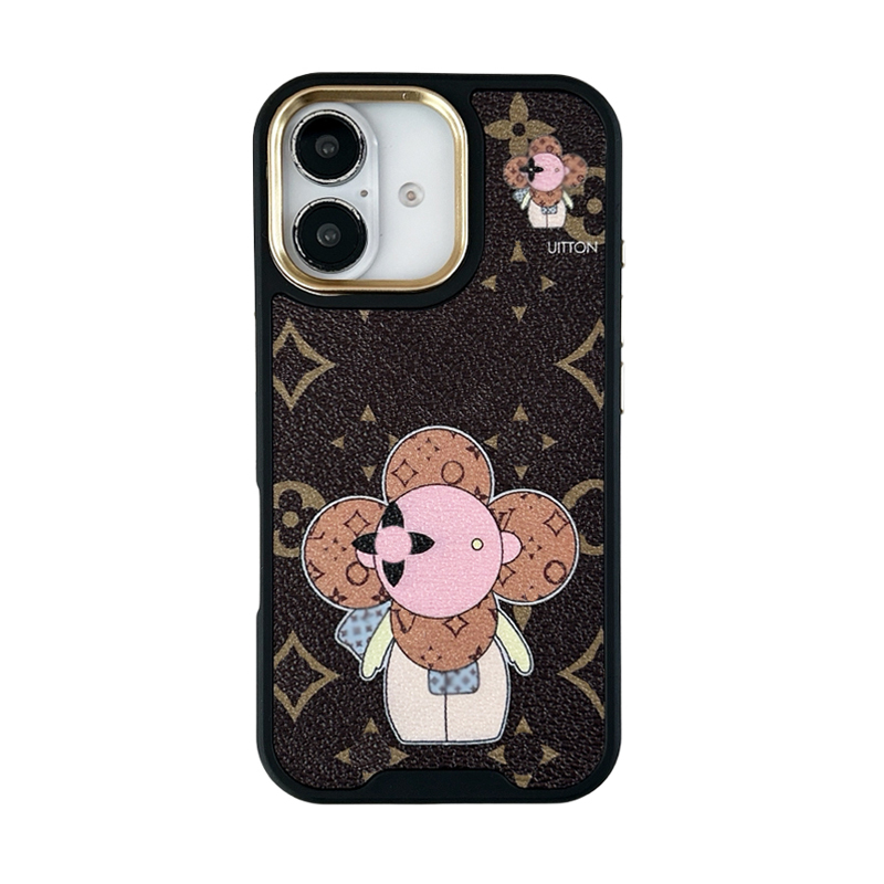 Designer fashion leather iPhone case 16 Pro Max 14 13 12 11 L letter electroplating camera hot stamping back cover luxury phone case fully covered protective case
