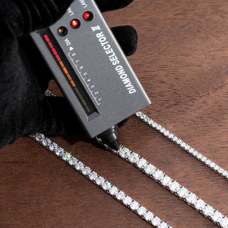 Luster Jewelry Open Box Clasp Iced Out 8mm D Color Round Moissanite Tennis Bracelet Silver 925 for Man