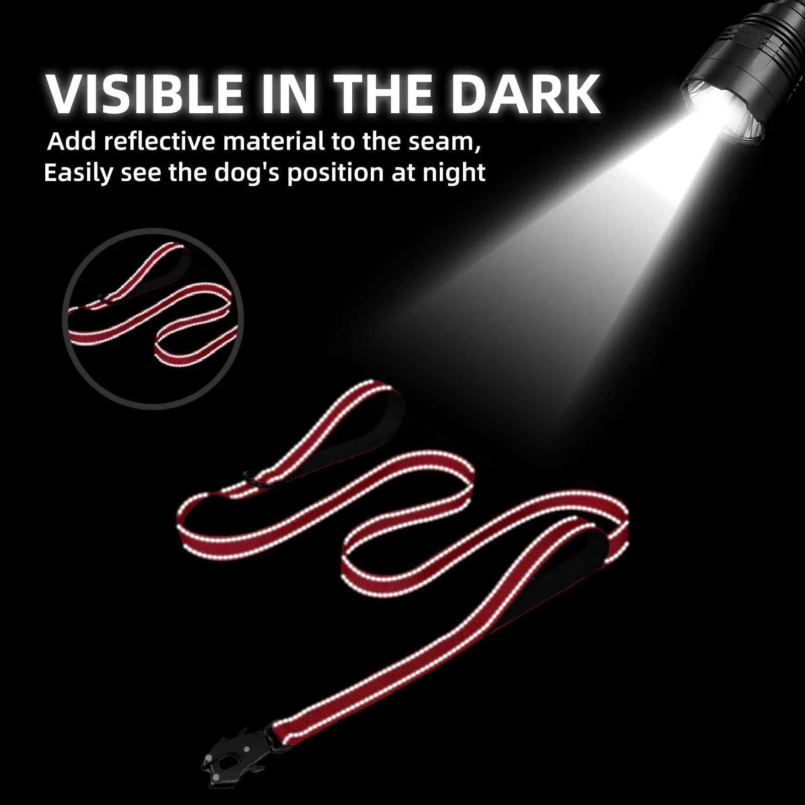 HOTHeavy Duty Dog Leash- Nylon reflective dog leash with Soft Padded 2 Handle Auto Lock Frog Clip Outdoor dog leashXJ250218