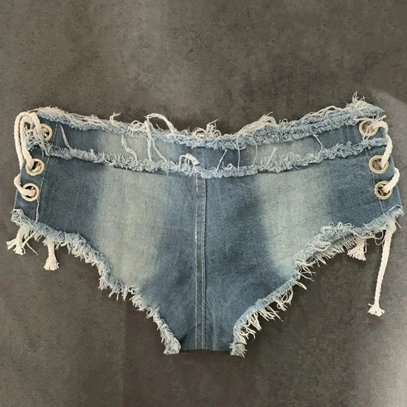 Sexy WomenS Crystal Shorts Jeans Denim Micro Mini Jean Ultra Low Rise Waist Summer Clubwear Pole Dance OS254 250217