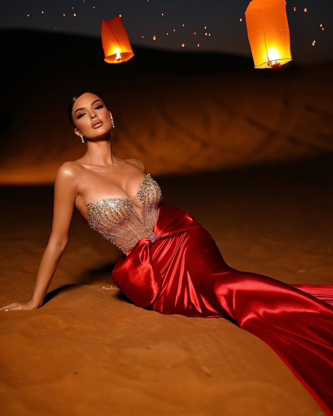 Red Mermaid Evening Dresses 2025: Shiny Beaded Lace Party Prom Dress With Bow Formal Long Red Carpet Gowns for Special Ocns
