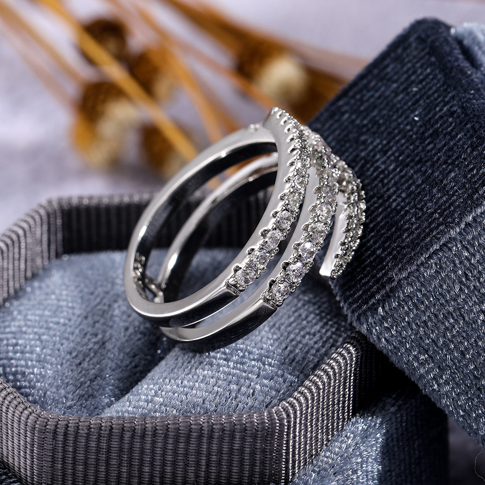 Diamond Ring Women 925 Silver Surround Crystal Ring White Gold Micro-paved Solitaire Ring Fashion Jewelry