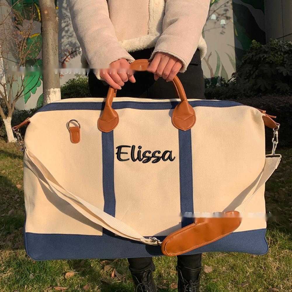 Etsy Personalized Large Capacity Travel Bag Bestseller Embroidered Canvas Bag Women's Handbag Printed Stripe 250115