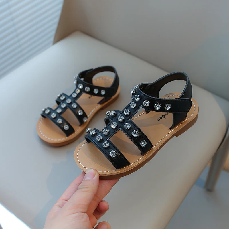 Girls Gladiator Sandals with Crystal Kids Glitter Rhinestone Summer Sandals Classic Beach Shoes Kids Water Shoes Princess Soft 250219