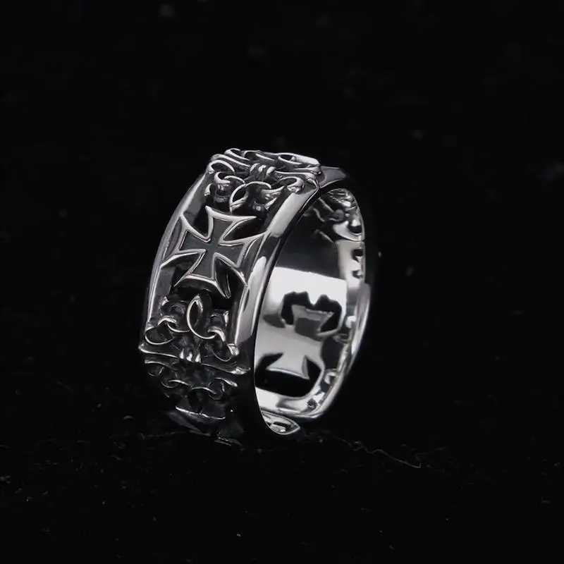 New retro cross hip-hop punk style niche opening ring for menXJ250219