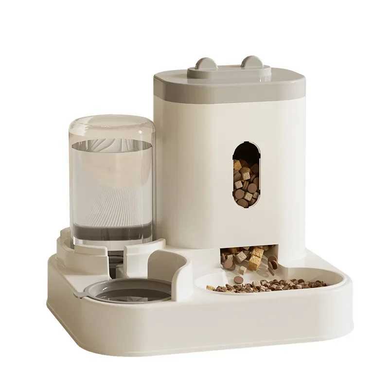 Dog Feeders Automatic Feeder Cat Dog Food Bowl With Water Fountain Pet Large Capacity Raised Stand Dish Bowl For Cat Drinker Accessories H250218