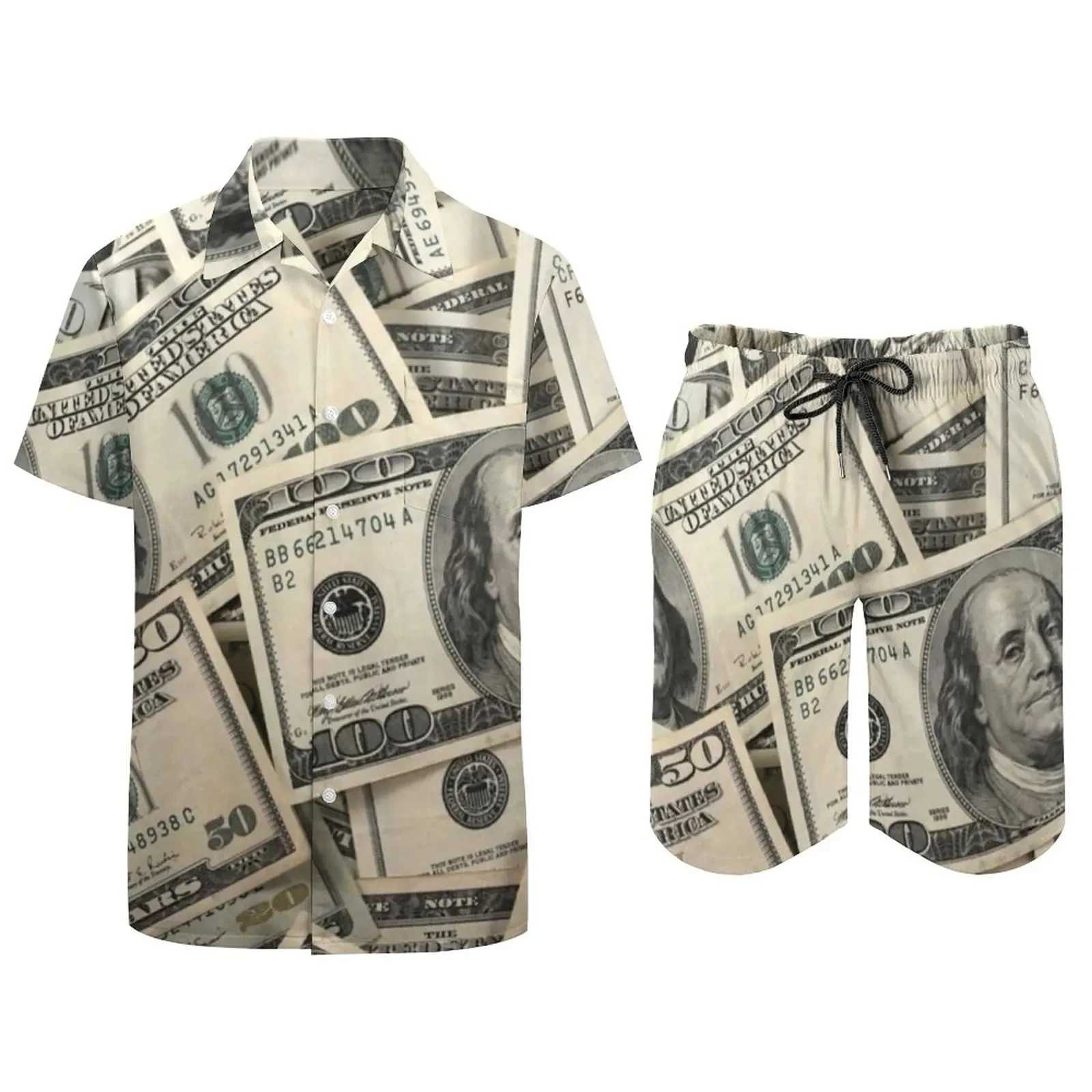 Dollar Shirt Sets 3D Printed Men Casual Fashion Short Sleeves Shirts Oversized Beach Shorts Summer Tops Hawaiian Suits ClothingXJ250218