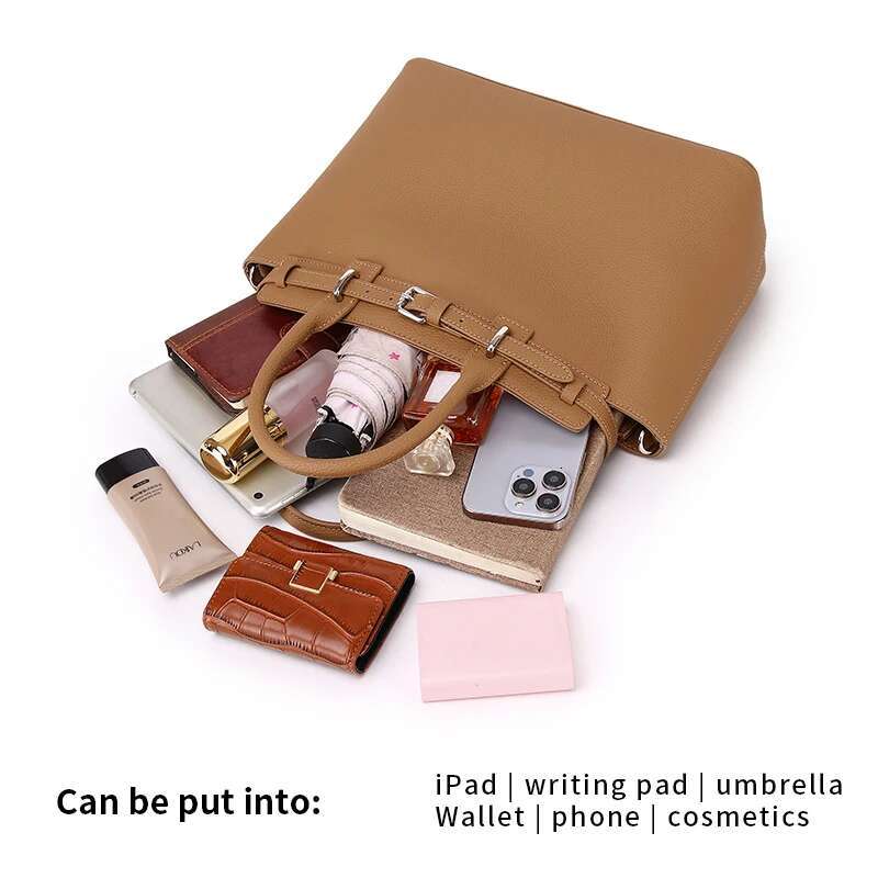Genuine Leather Tote Bag For Women,Large Capacity, Style With Detachable Shoulder Strap,Fashionable Handbag & Purse