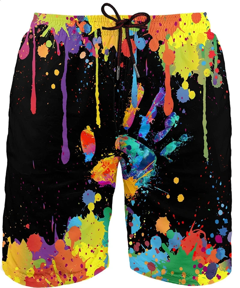 Summer beach art mens swimsuit floral board shorts 3D printed painting relay sports Hawaii 250217