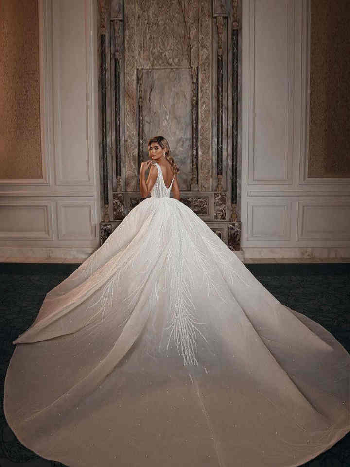 Elegant Mermaid Wedding Dresses Shine Sexy Bridal Gown Plus Size Gowns Shine Sequins Beads Detachable Tail Sequins Lace Customized Dress H25214