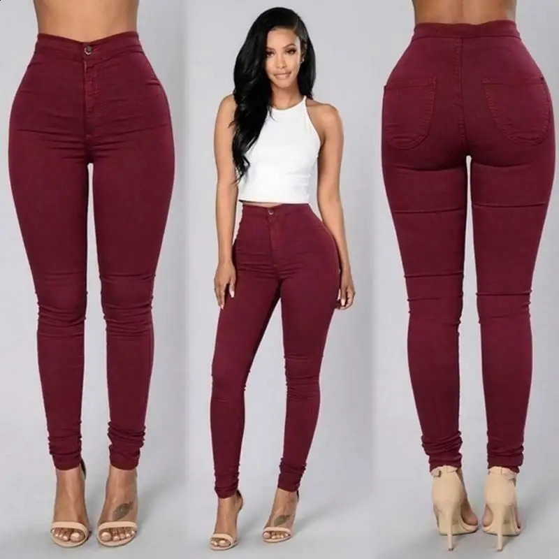 Womens Denim Skinny Jeggings Pants High Waist Stretch Jeans Slim Pencil Trousers 250217