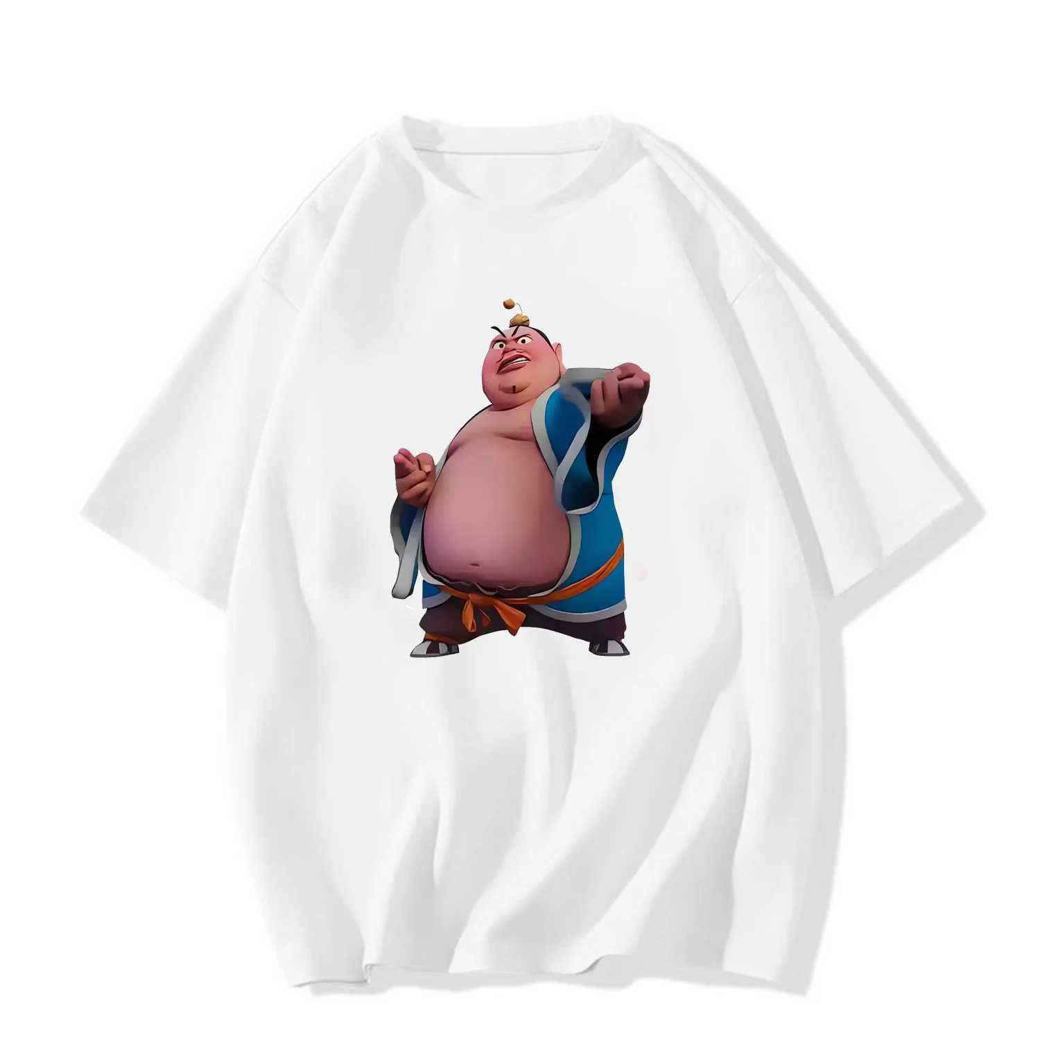 Nezha 2 Anime Printed T-shirt Ao Bingshen Male Leopard Taiyi Real Stone Lady Pattern Short Sleeve 100% Cotton Harajuku M250219