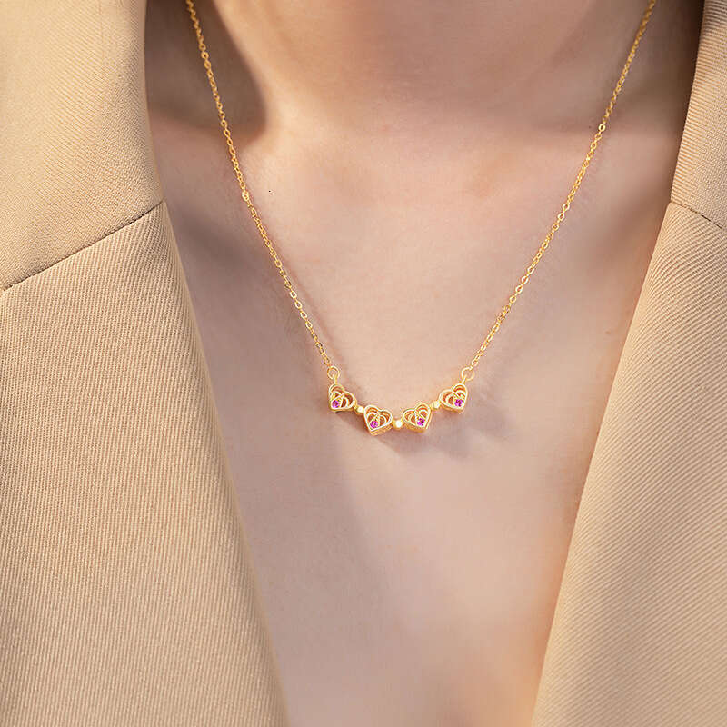 Lucky Clover sterg sier magnetic necklace for women, light and high-end, a two wearing collarbone chain heart pendant