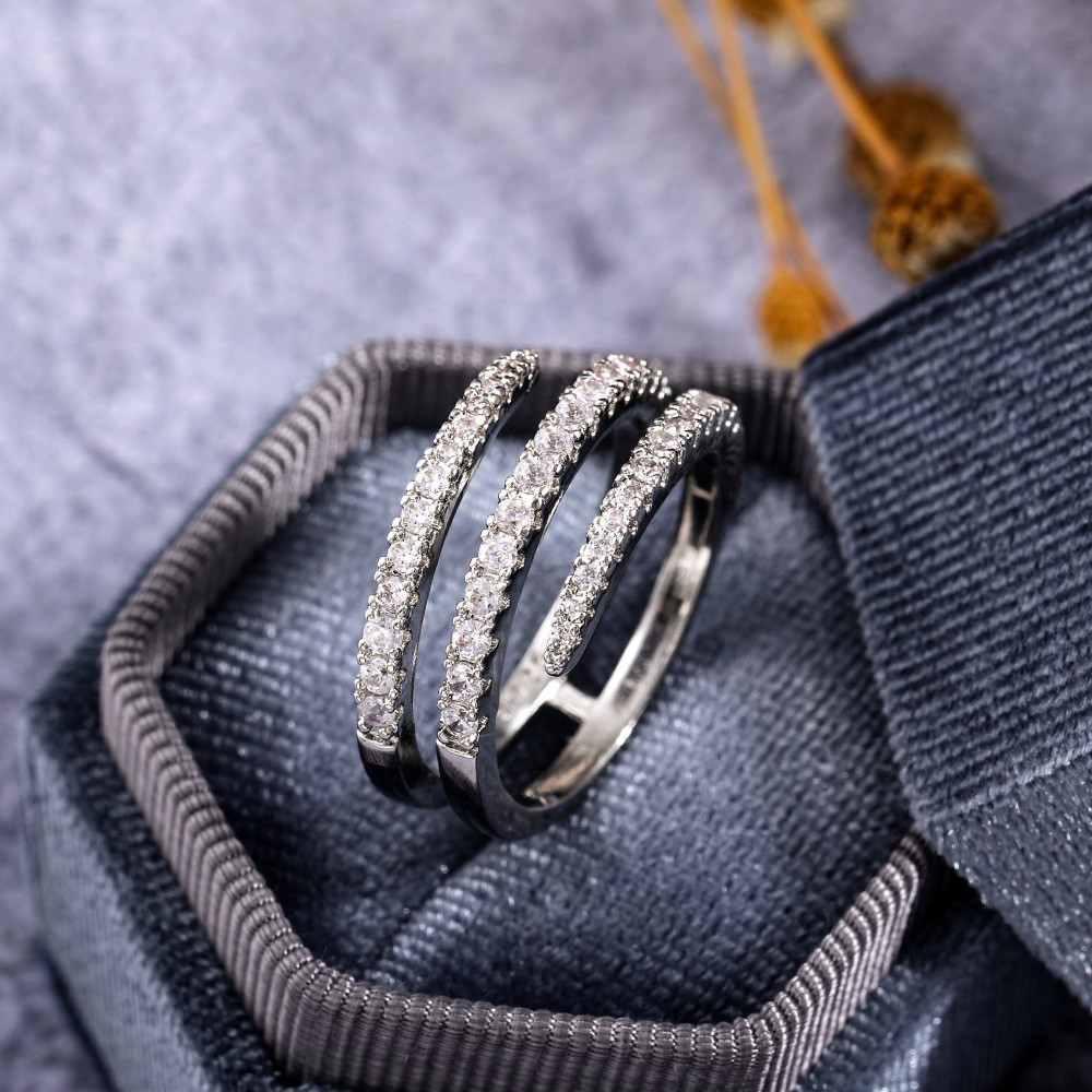 Diamond Ring Women 925 Silver Surround Crystal Ring White Gold Micro-paved Solitaire Ring Fashion Jewelry
