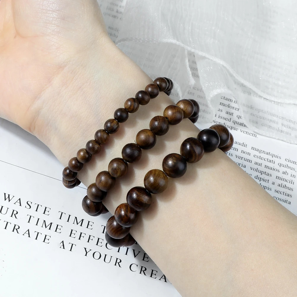 Buddha 6810mm Wooden Beads Vintage Handmade Bracelets Prayer Black Rosewood Bracelet Men Women Yoga Meditation Jewelry 250213