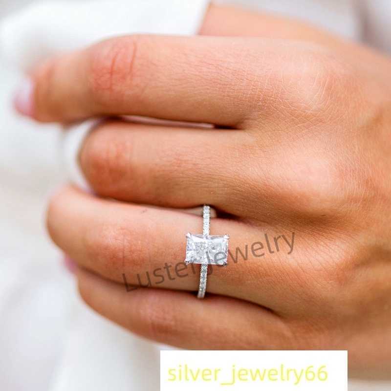 Luster Jewelry Women 10/14k Engagement Diamond baguette Moissanite Ring Real Gold Jewelry 18k With Certificate
