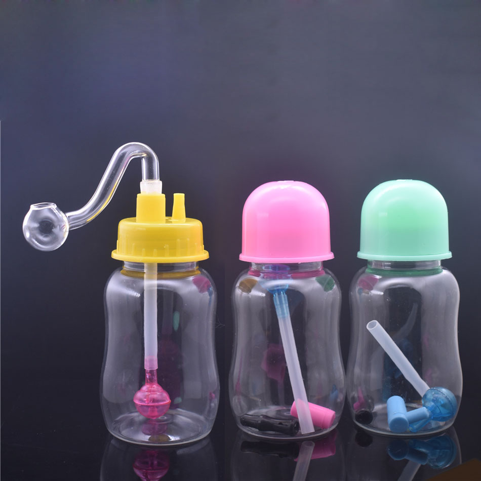 Corful 3style plastic mini oil rig dab bong pipe for smoking cigarette water oil pipe with silicone hose and 10mm glass oil bowl