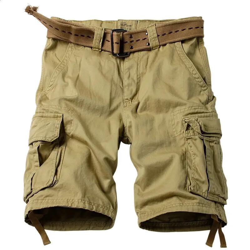 summer Korean style army green cargo shorts men loose washing Multi-pocket army tactical cargo shorts for men size 29-42 250218