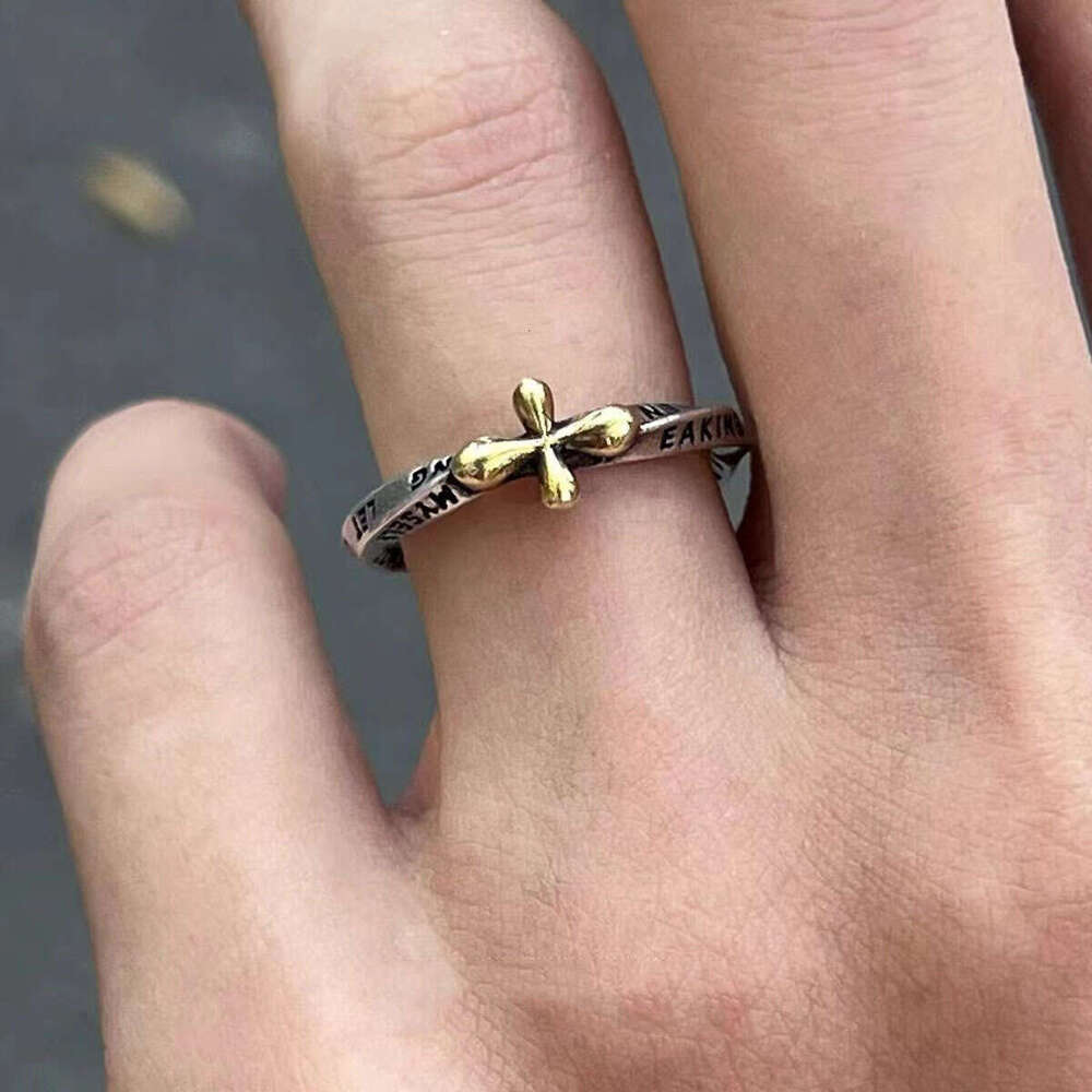Graffiti Cross Ring for Men and Women, Ins Punk, Hip Hop, Love Couple, Pair Personality, Opening Finger Ring, Handpiece