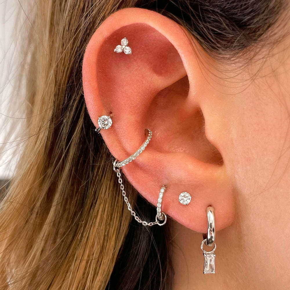 Personalized Puncture Earbone Nail Women's Zircon Tassel Earnail Fashion Earring Accessories Chain