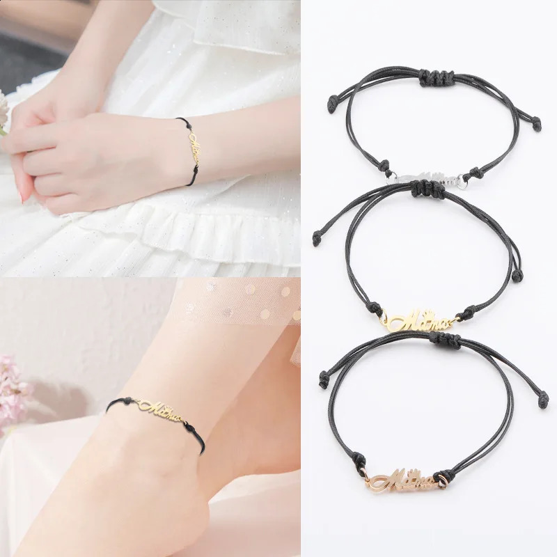 HIYONG Stainless Steel Cutting English Name Bracelet Personalized DIY Hand-woven Hand Rope Unisex Hand Jewelry 250214